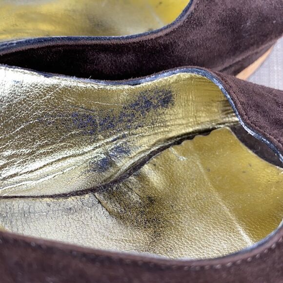 Gastone Lucioli Brown Suede Platform Wedge Sandals EUS 37 US 6,5-7 - Picture 15 of 16